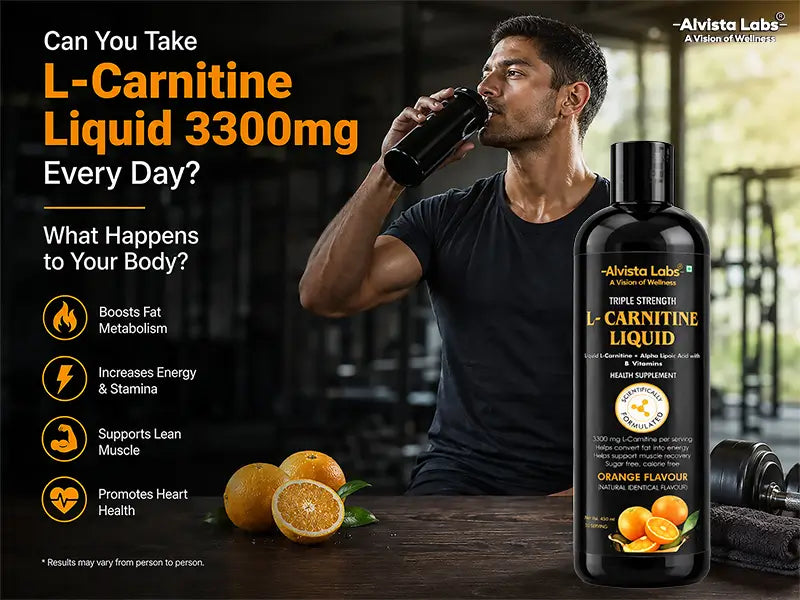 Alvista Labs L-Carnitine Liquid 3300mg supplement bottle for fat metabolism and energy
