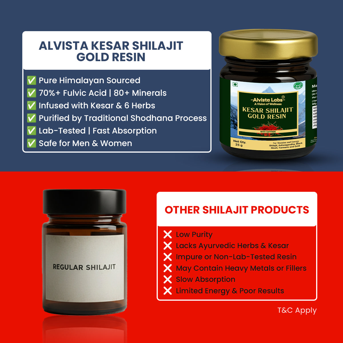 Alvista Kesar Shilajit Gold Resin - 2 Shilajit Combo