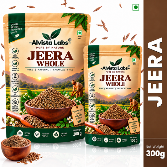 Alvista Labs Natural Jeera (Whole Cumin Seeds) – 100g+200g Combo, Total 300g