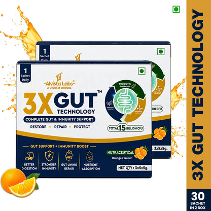 Alvista Labs 3X Gut Technology Combo Pack (30 Sachets) – Orange Flavour