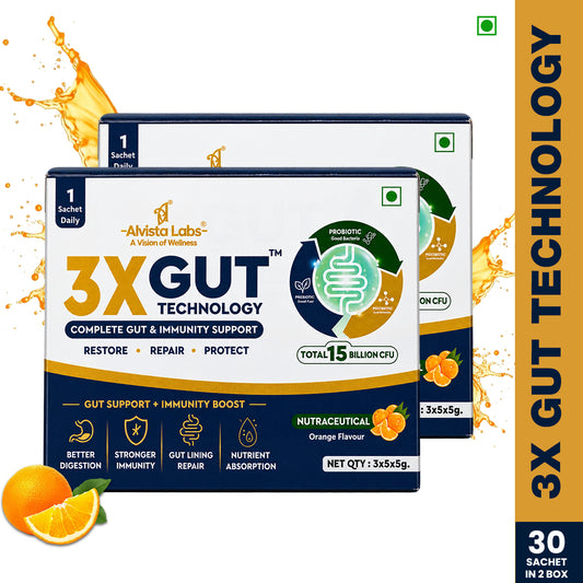 Alvista Labs 3X Gut Technology Combo Pack (30 Sachets) – Orange Flavour
