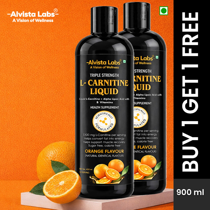 Alvista Labs Triple Strength L-Carnitine Liquid 3300mg | Orange Flavour | Fat to Energy Formula
