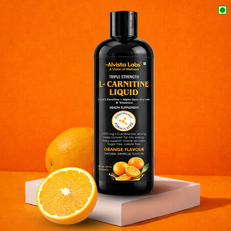 Alvista Labs Triple Strength L-Carnitine Liquid 3300mg | Orange Flavour | Fat to Energy Formula