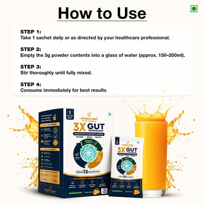 Alvista Labs 3X Gut Technology Combo Pack (30 Sachets) – Orange Flavour