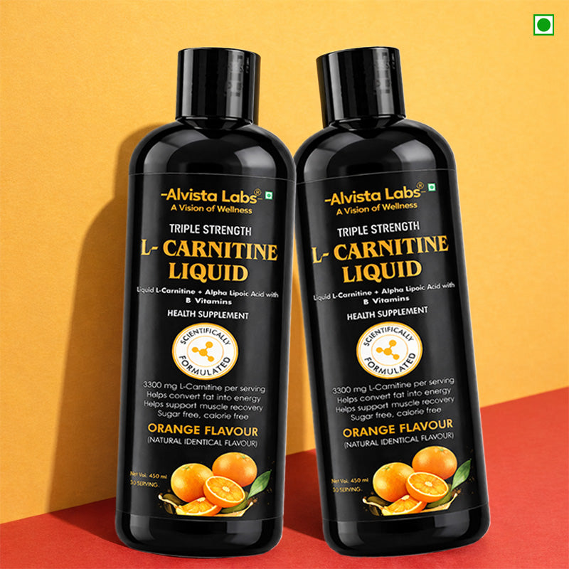 Alvista Labs Triple Strength L-Carnitine Liquid 3300mg | Orange Flavour | Fat to Energy Formula