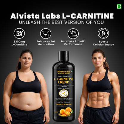 Alvista Labs Pack of 2 L-Carnitine Liquid with Alpha Lipoic Acid & Vitamin B5 | Dietary Supplement, 900ml
