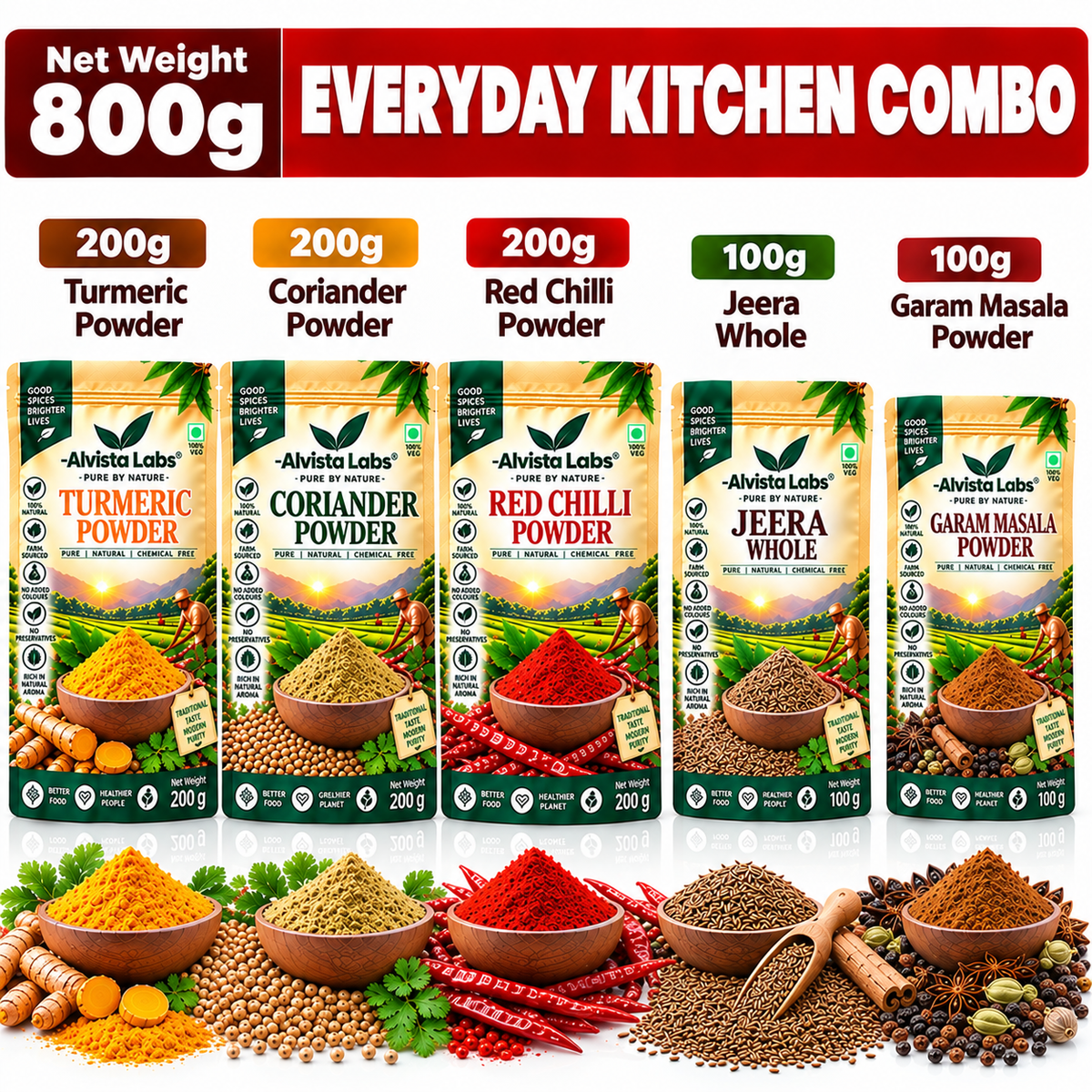 Alvista Labs Natural Everyday Kitchen Combo - 800g
