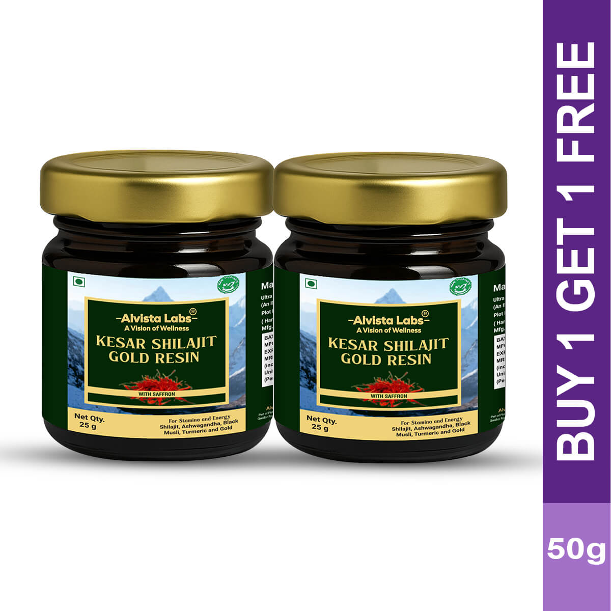 Alvista Kesar Shilajit Gold Resin - 2 Shilajit Combo