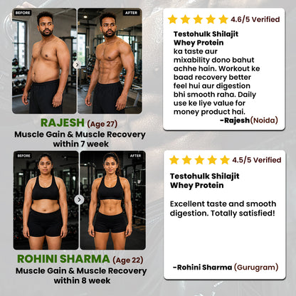 TESTOHULK™ Shilajit Whey Fast Absorb Protein-1kg + Alvista Kesar Shilajit Gold Resin 25g Free