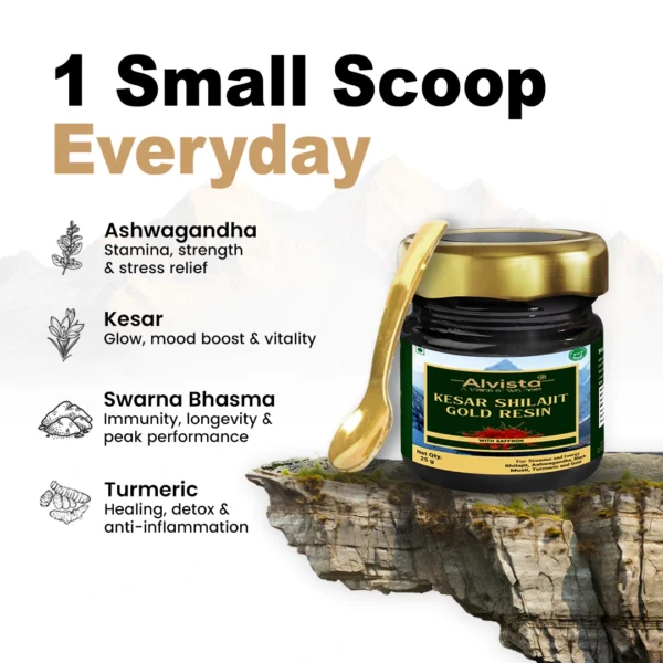 Alvista Kesar Shilajit Gold Resin |100% Ayurvedic|Rich in Fulvic Acid|80+Minerals - Image 4